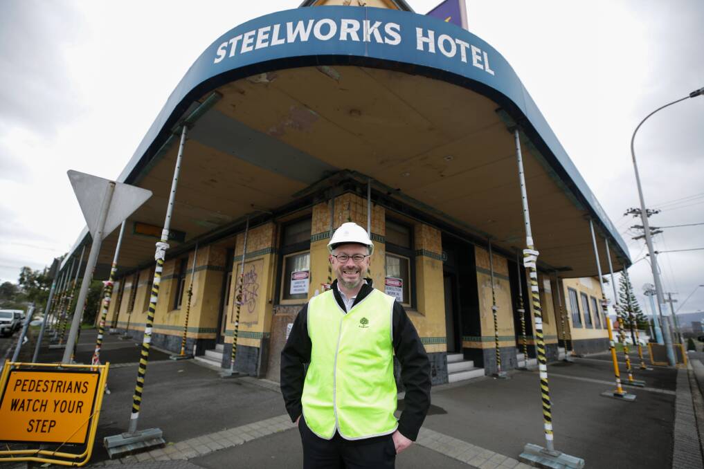 Anglicare Sydney chief executive officer Simon Miller at Port Kembla's Steelworks Hotel, which is being converted into social housing. Picture by Adam McLean.