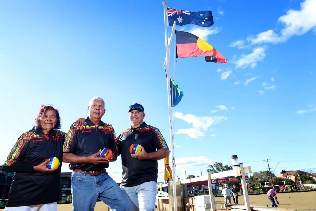 Lucy Robinson, Decky Robinson and Anthony Robinson are ready for the inaugural Decky Robinson Indigenous Day at Wiseman Park Wollongong City Bowling Club on Saturday. Picture by Sylvia Liber.