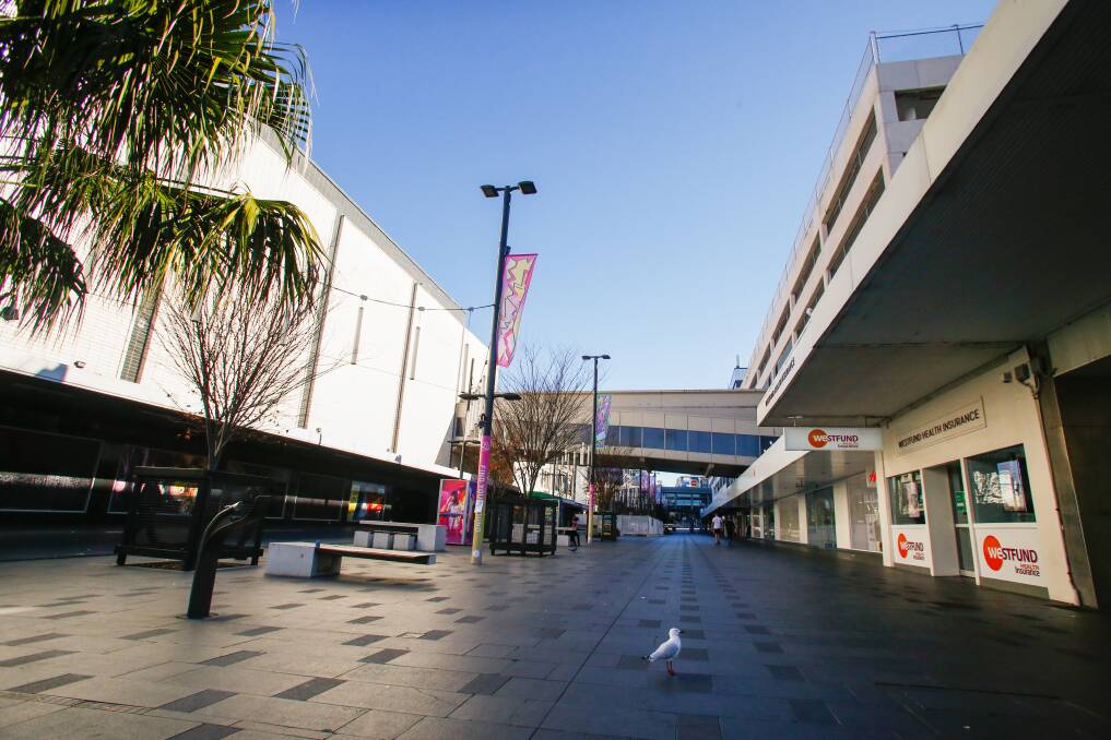 EMPTY: A deserted Crown Street Mall during lockdown. Picture: Anna Warr