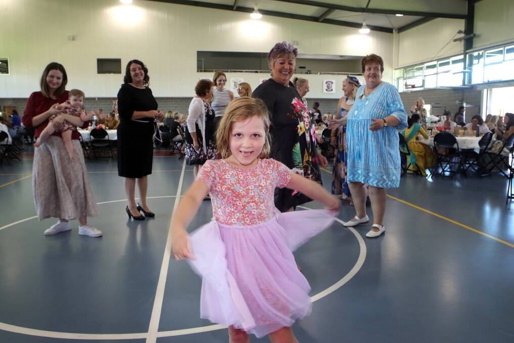 Eliah Bettson, 6, puts her dancing shoes to the test at the Illawarra Women's Day of Dance and Culture. Picture by Sylvia Liber.