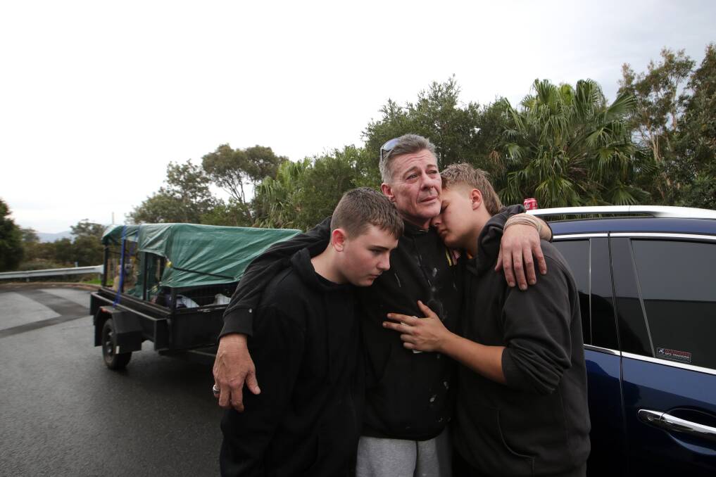 Warren Doyle and his sons Cori, 15, and Troy, 17, are living out of their car. Picture: Sylvia Liber