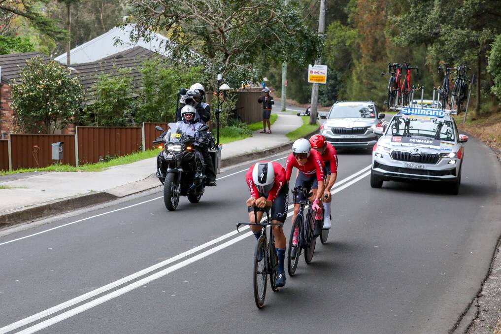 The Danish men's team on Dumfries Ave in Mount Ousley. Picture by Adam McLean