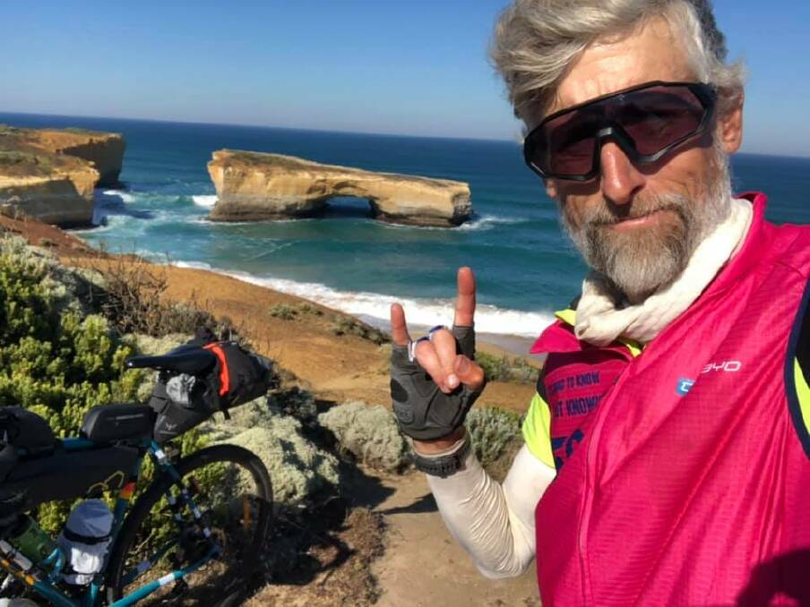 FINISHED: Ed Birt, pictured here during the 5500km trip, has arrived in Sydney. Picture: Facebook