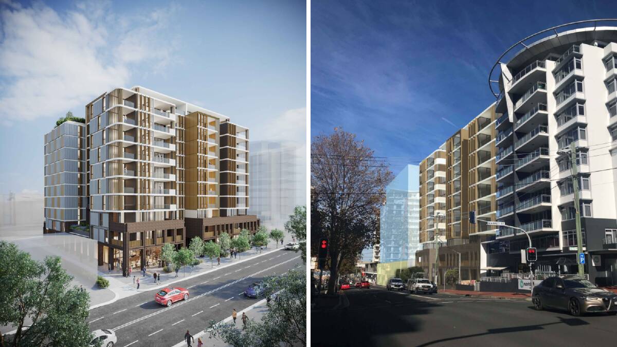 An artist impression of the proposed building and a photomontage showing its position next to the Adina Apartment Hotel, as seen in the development application.