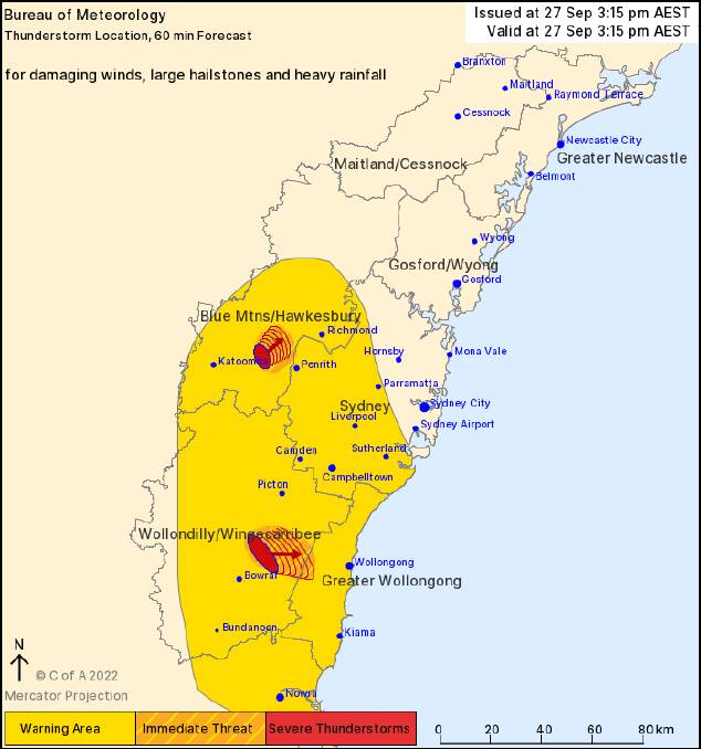 The warning area. Picture by the Bureau of Meteorology.
