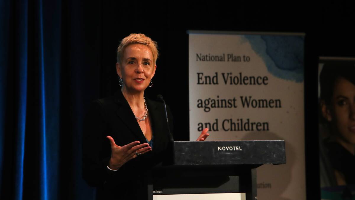 Domestic, Family and Sexual Violence Commissioner, Micaela Cronin at the inaugural Australian Domestic, Family and Sexual Violence Recovery and Healing Conference in Wollongong in 2023. Picture by Sylvia Liber