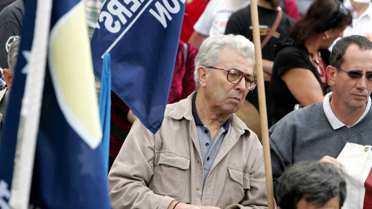 Nando Lelli at the 2006 May Day march. Picture by Ken Robertson.