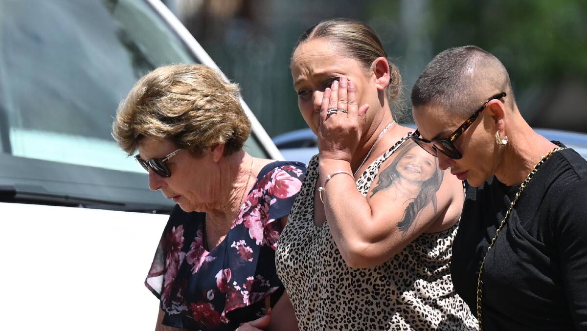 Gabby McLennan's mother Samantha Trimarchi wipes away tears after the sentencing. Picture by AAP