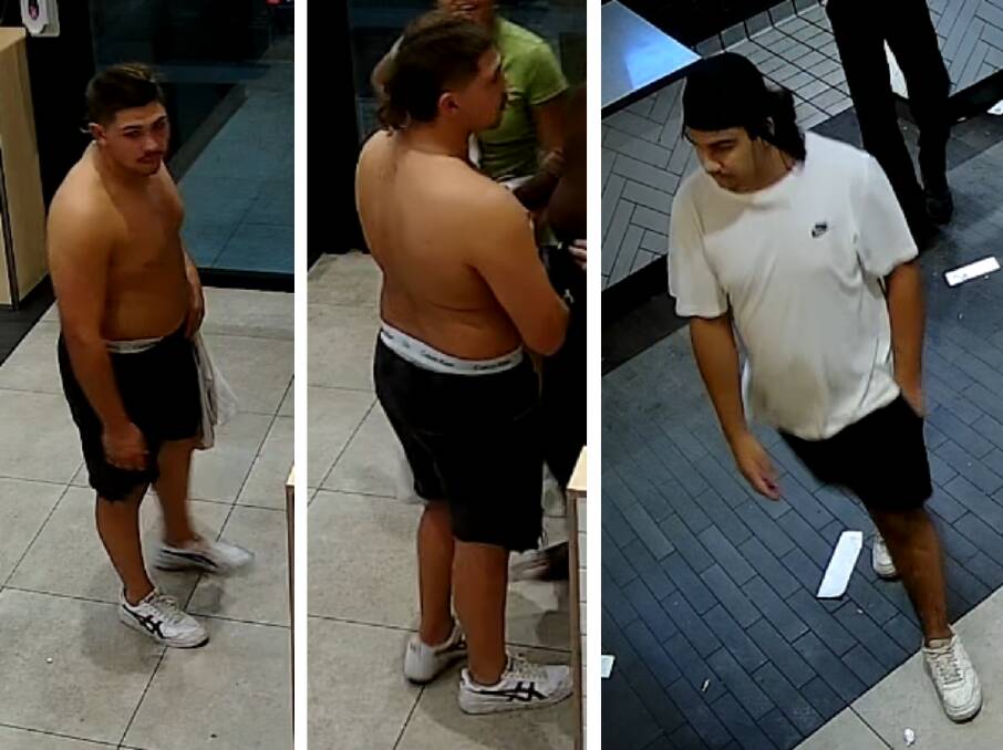 Police want to speak to these men about an assault in Wollongong. Pictures: NSW Police Force Wollongong 