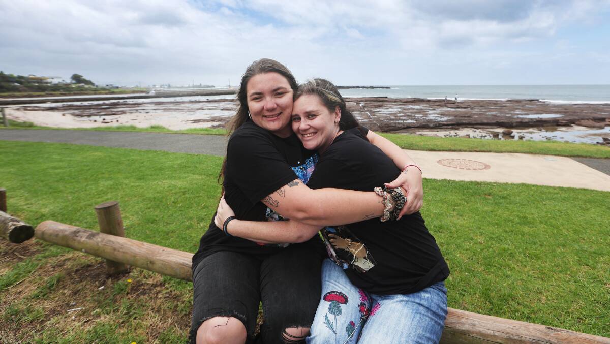 Kirsty Wilson, right, with friend Jessica Warren where a memorial bench to Miss Wilson's son Ryley Henry will be installed. Picture by Sylvia Liber