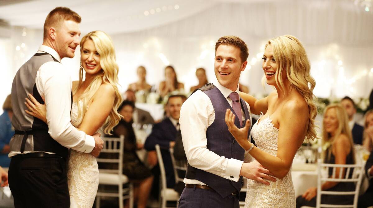 Nick, Sharon, Jesse and Michelle on their Married at First Sight wedding day. Picture: Supplied