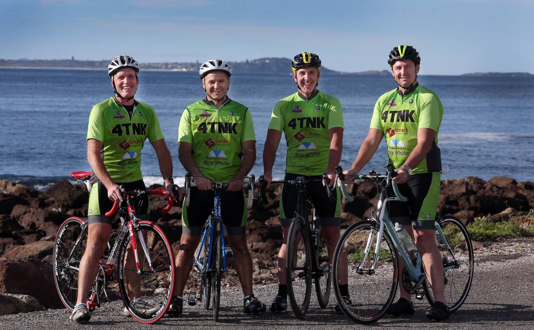Pedal power: Trent Nicholson, Gerardo Sanjurjo, Simon Twigg and Andrew O'Shea are among the riders taking on a 1000km trek to raise funds for NSW country hospitals. Picture: Robert Peet