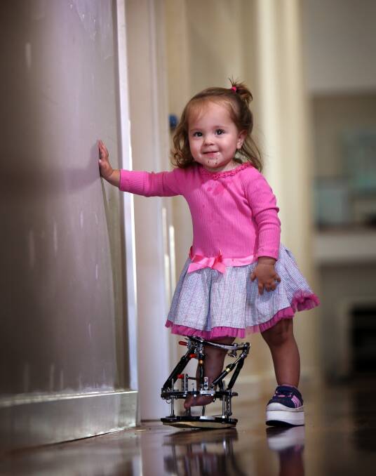 Walking proud: Little Bulli girl Sophia Jans hasn't let her limb and ankle reconstruction slow her down. Picture: Sylvia Liber