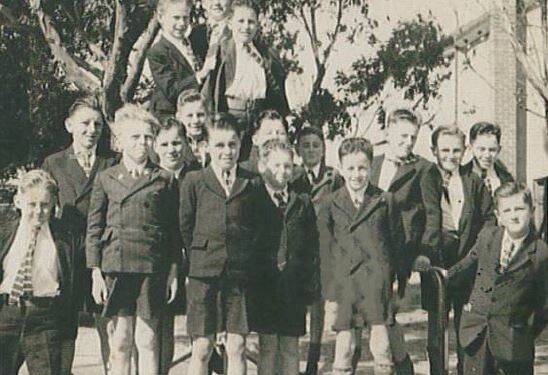 Bill Campbell (top right with tie askew) with his peers at Bexley Boys' Home.