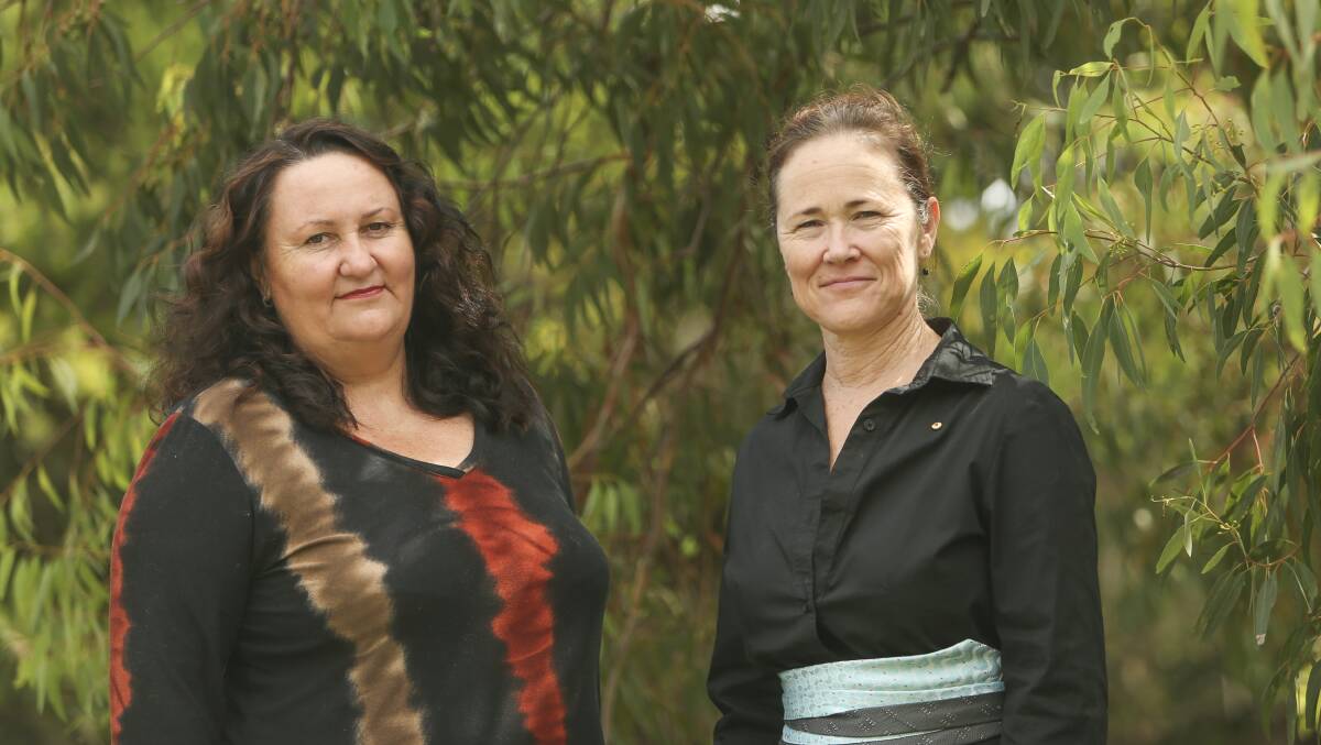 Road to recovery: Illawarra Women's Health Centre general manager Sally Stevenson (right) with domestic violence survivor Jane Matts. Picture: Anna Warr