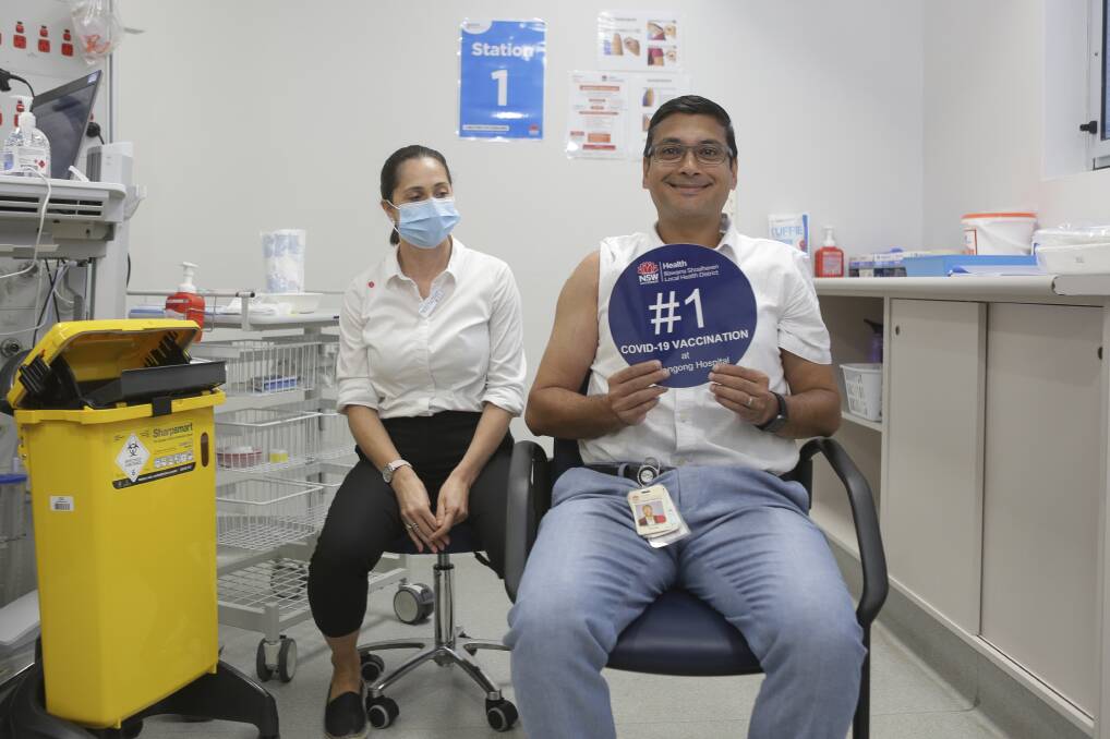 Being the first to get the Pfizer vaccine at the new hub was was a significant moment, both personally and professionally, for ISLHD infectious diseases specialist Dr Niladri Ghosh.