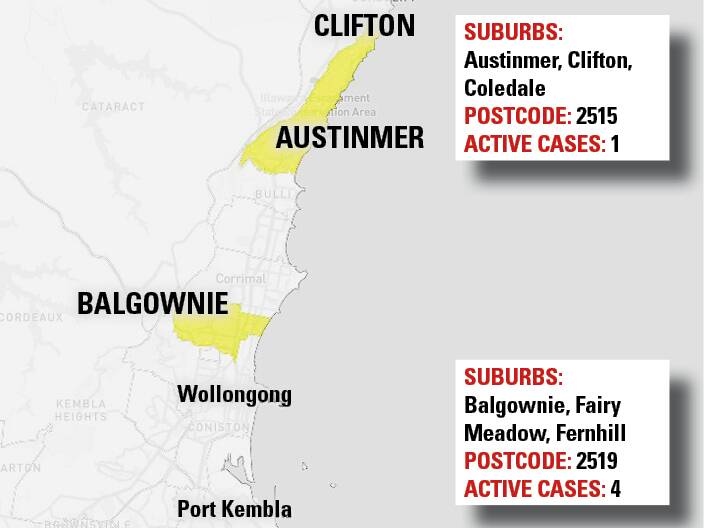 Heat map: Active cases are defined as people who have tested positive for COVID-19, are in isolation and being clinically monitored by NSW Health. Source: NSW Health