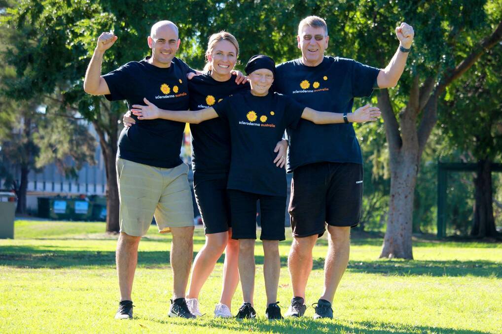 With her support team - son-in-law and daughter Andrew and Tamara Kennedy and her husband Stephen. The trio will next month embark on a trek to raise funds to find a cure for her rare condition.