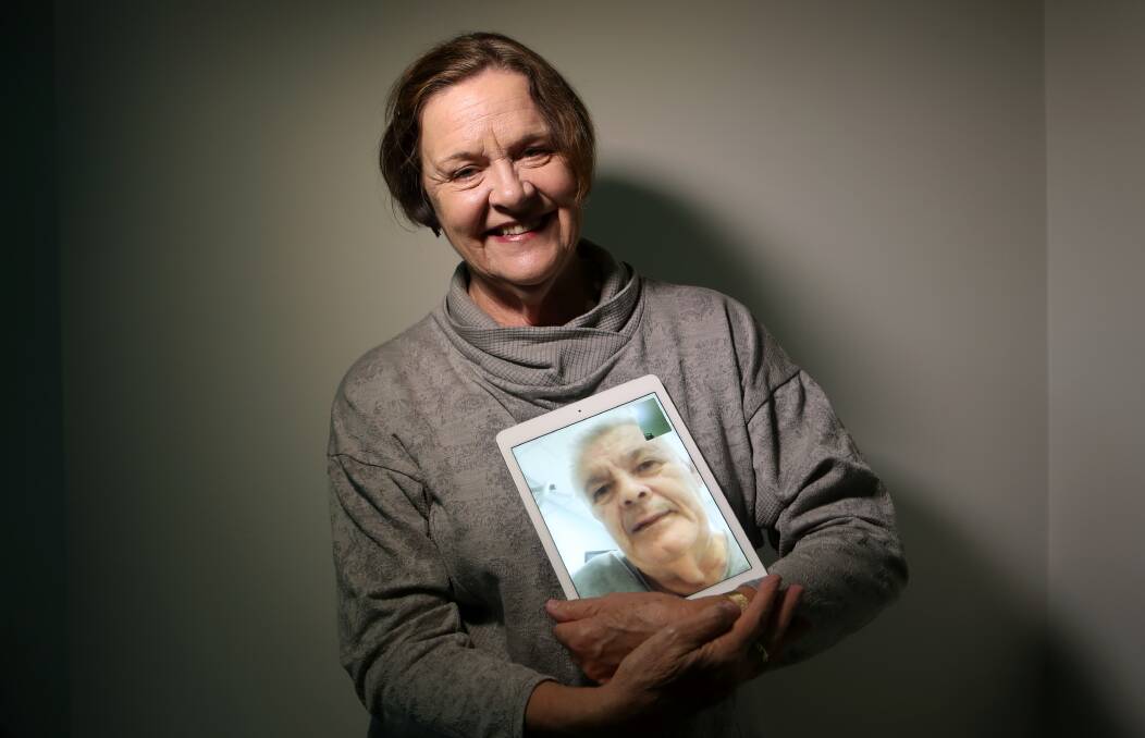 Sue Karpik has been communicating with her husband Henry via Facetime for much of the past six weeks due to tight visitor restrictions in the dedicated COVID intensive care unit. Picture: Sylvia Liber
