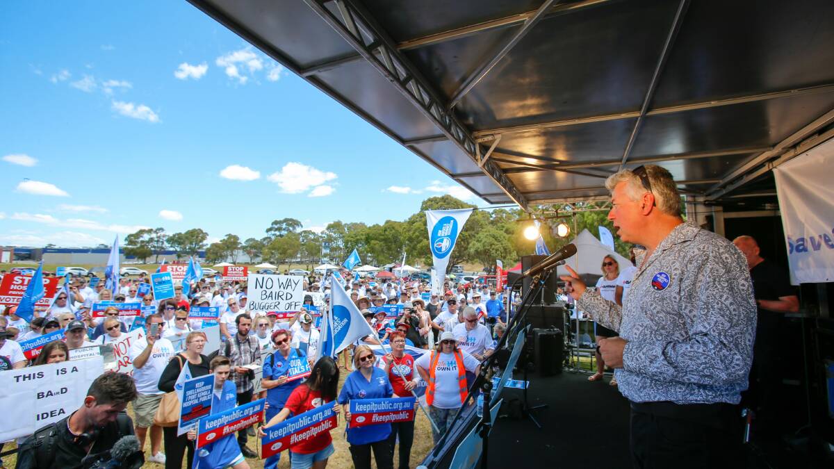 United: South Coast Labour Council secretary Arthur Rorris addressed a 500-strong crowd at a major rally against the plans on November 6. Picture: Adam McLean
