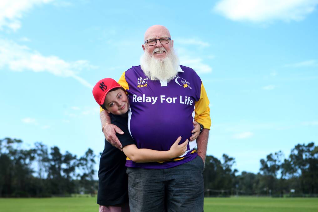 David Brook and grandson Levi Tickner are both involved in raising awareness for the Shellharbour Relay for Life on April 4-5. Picture: Sylvia Liber