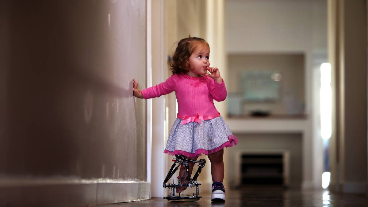 Sophia Jans is walking independently after successful surgery in the US. Picture: Sylvia Liber