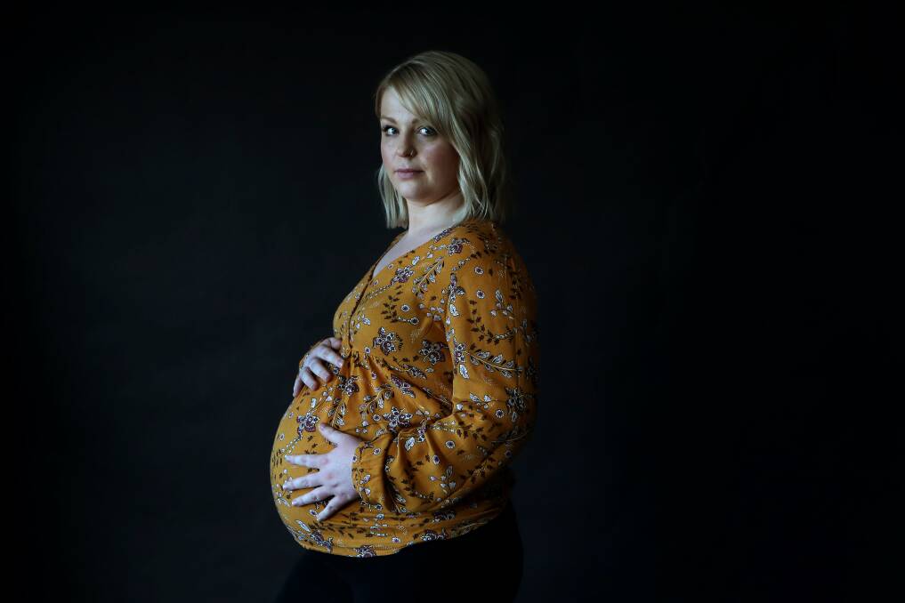 Access denied: Alysha Fameli has purchased a birth pool which she hoped to use during labour and the birth of her second child - but Wollongong Hospital management has denied her request. Picture: Sylvia Liber