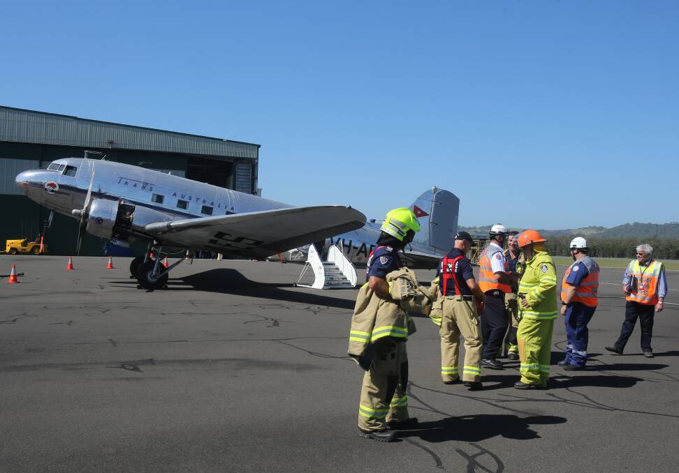 Rapid response: Emergency services, council and airport staff took part in the operation on Wednesday.