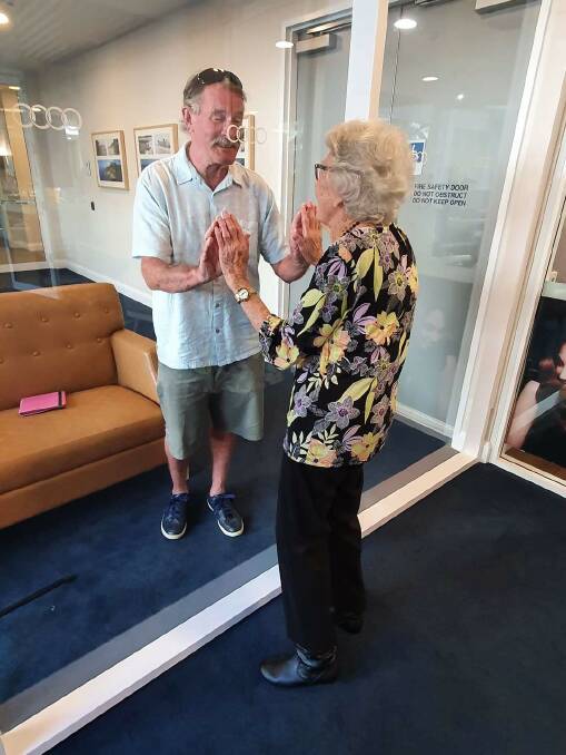 Heartwarming: Allan Brown sees his mother Betty for the first time in weeks. 