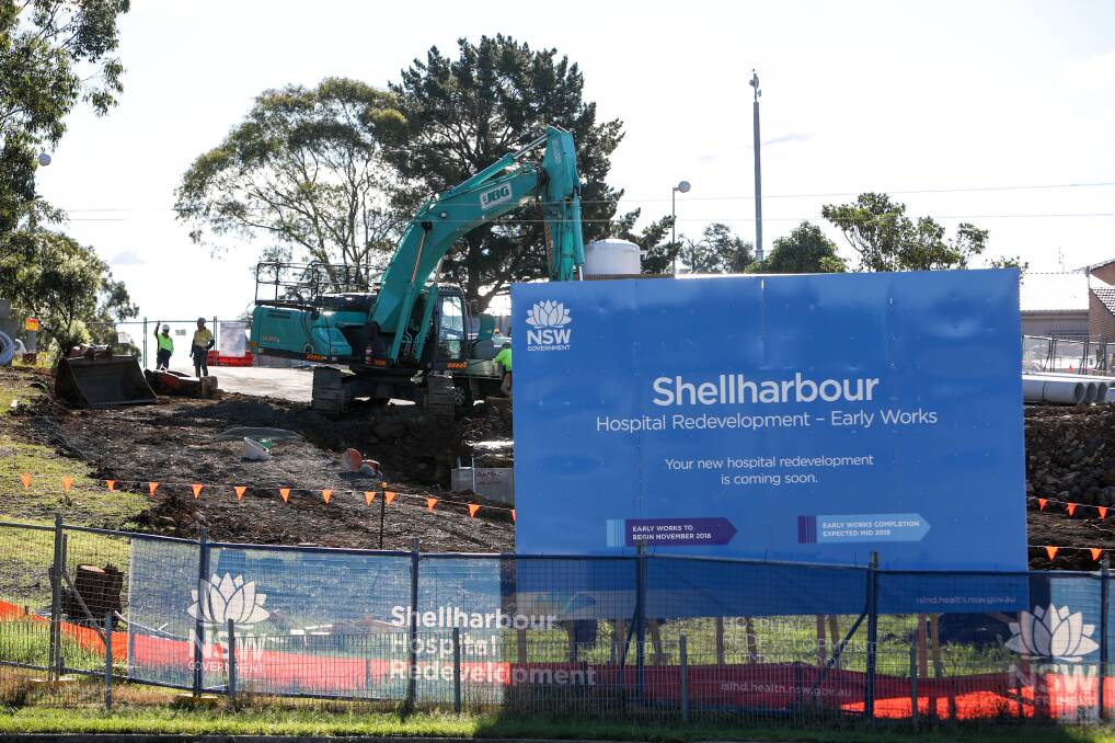 Under construction: Early works have begun on Shellharbour Hospital's redevelopment, but the health district and NSW Government are considering a change to a new site thanks to additional funding.