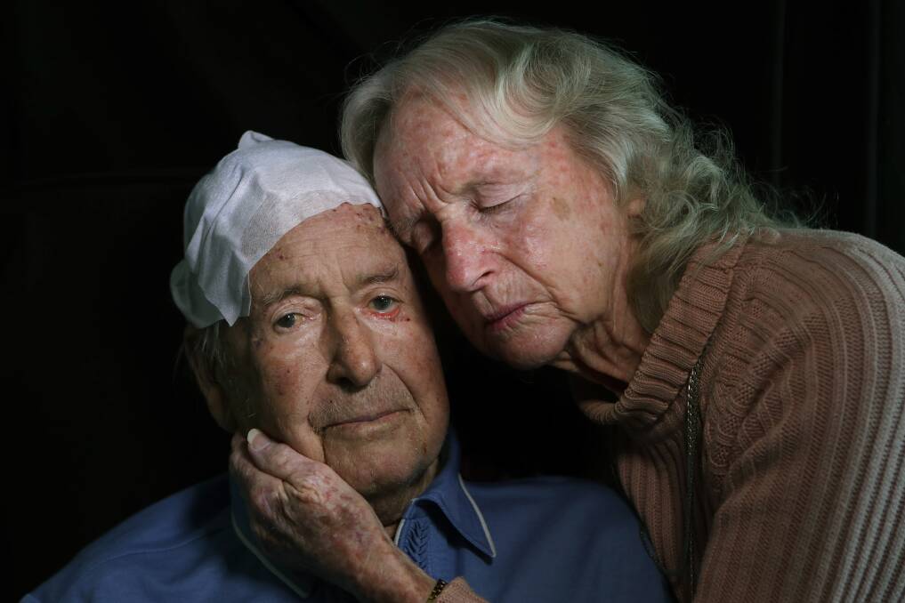Mr Lucas with his wife of 70 years Edith. Picture: Sylvia Liber