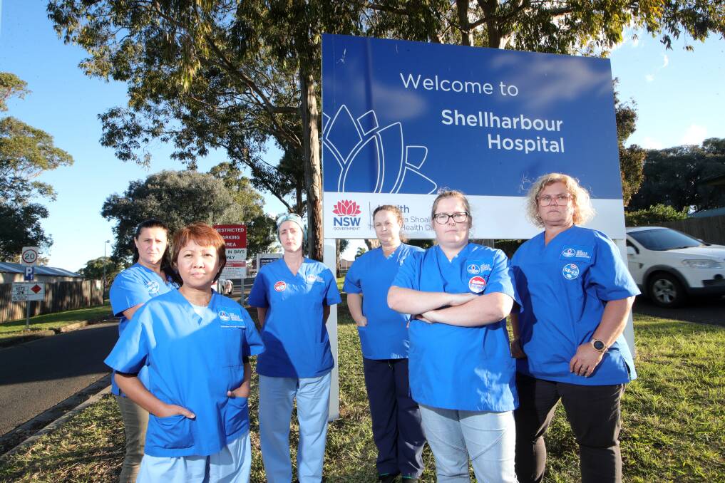 Shellharbour Hospital nurses Silvana Dimovski, Fortunata Alves, Aimee Johnson, Amanda Wells, Debbi Simpson and Stacey Dengate are concerned that nursing rosters are not being adequately filled across the district. Picture: Sylvia Liber