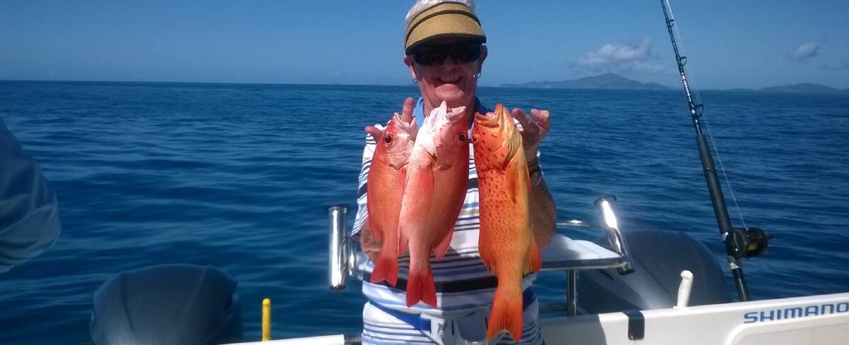 In the pink:  Barbara Hamilton fished Hamilton Island off the Queensland coast for this Indo snapper and coral trout.