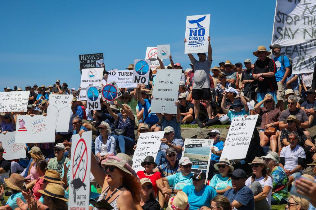Part of the crowd at an anti-wind farm rally at Flagstaff Hill in Wollongong in October last year. Picture by Wesley Lonergan