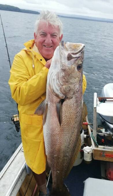 Billy Lee with his 17.5 kilo mulloway caught on 6kg line after 45-minute tussle.