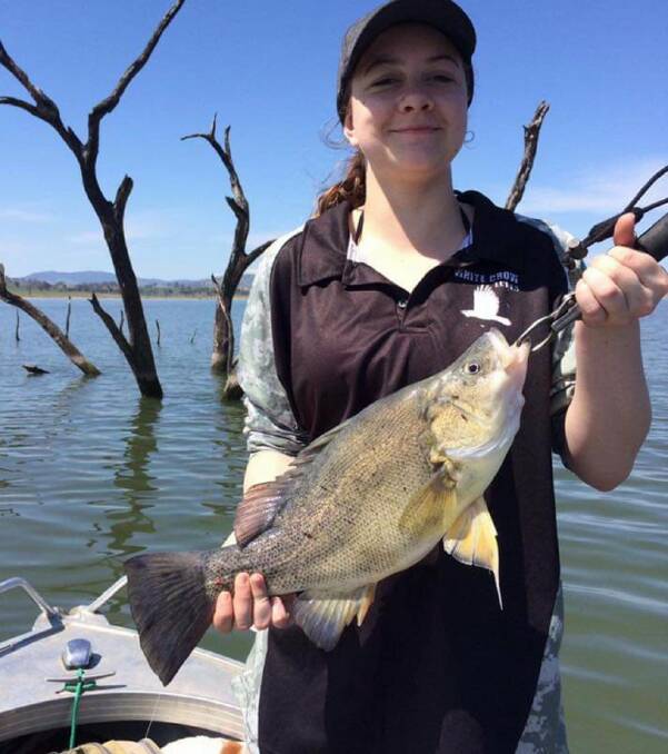 On the top perch: Emily Chaplin has a wry smile with her Hume Weir golden perch capture.