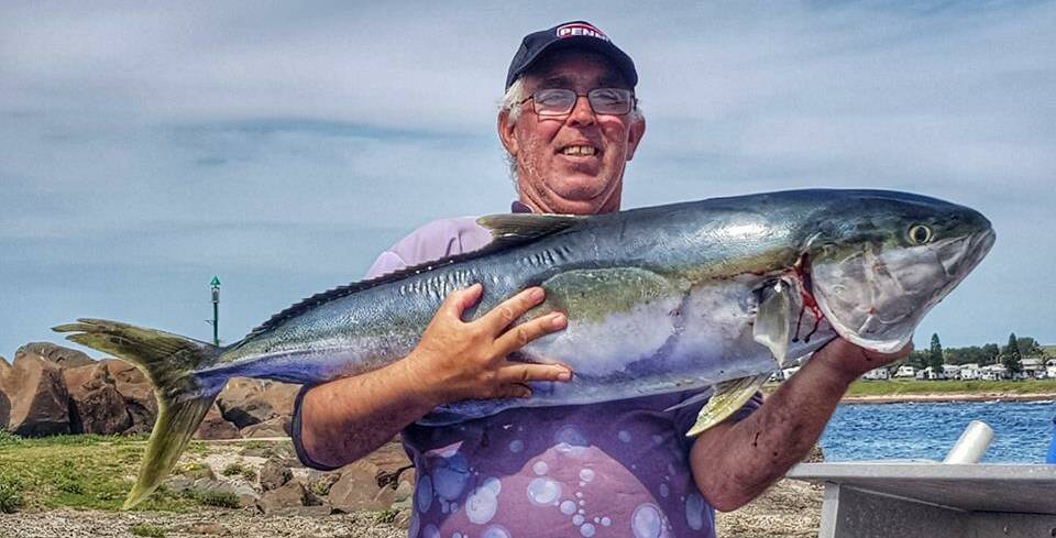 King of the world: Warilla's Joe de Soto with a solid kingfish. As the water start to cool, there's generally a run of the bigger kingfish.