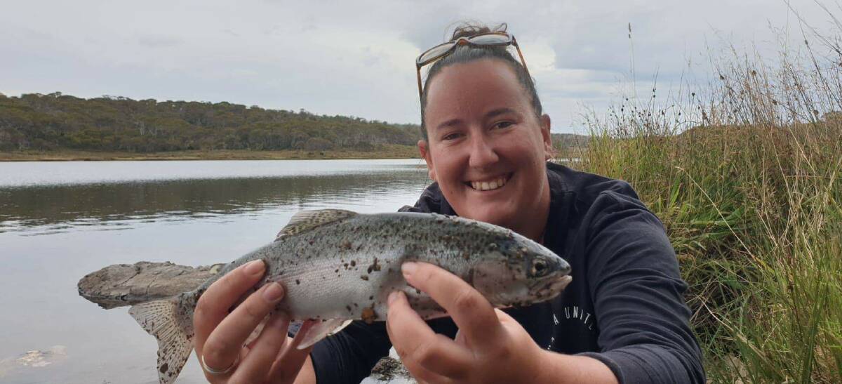 Freshwater fun: Danielle Pritchard with a nice Snowy Mountains trout.