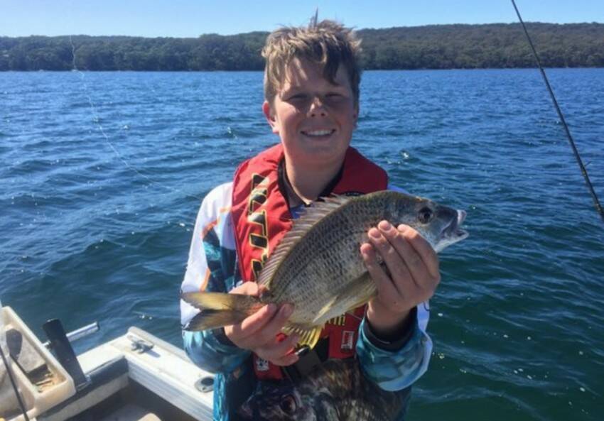 A brimful: Mitchell Bonner hit St Georges Basin for a few bream.