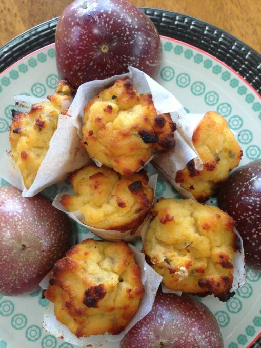 Passionfruit and coconut muffins