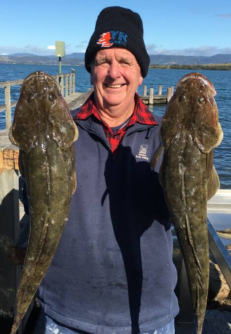 Double delight: Pat Murphy found this pair of Lake Illawarra flatties that were released into breadcrumbs and hot oil.