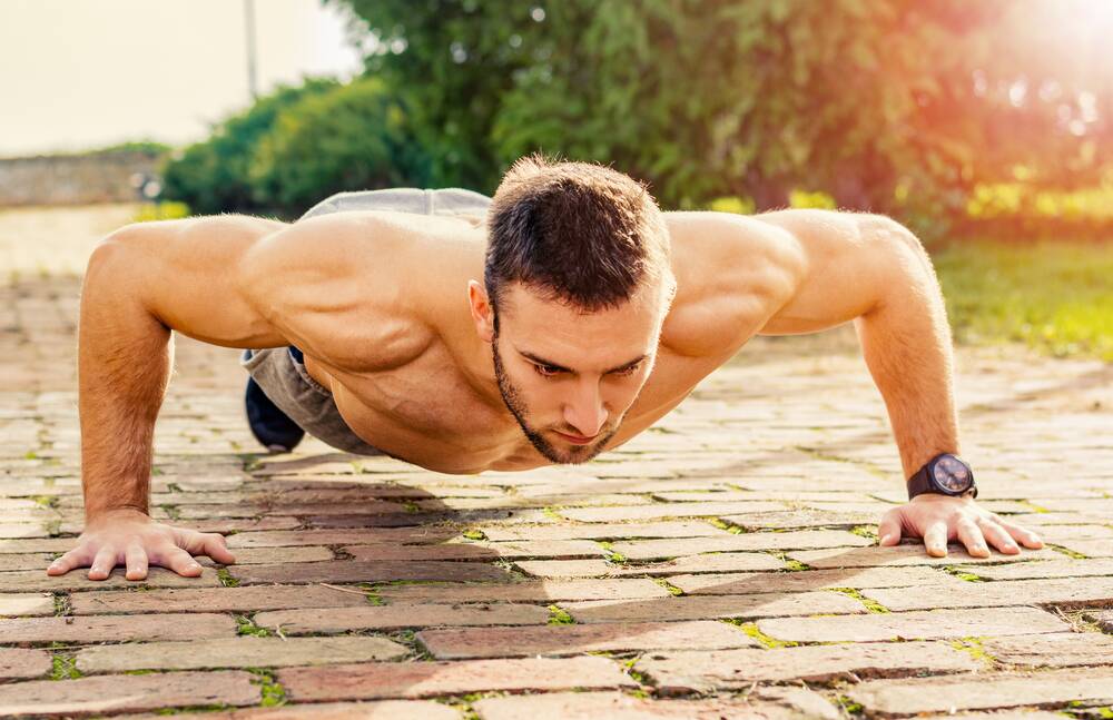 Push yourself: Fitness expert Lukas Chodat says push ups are a great way to strengthen your chest, triceps and shoulders. 