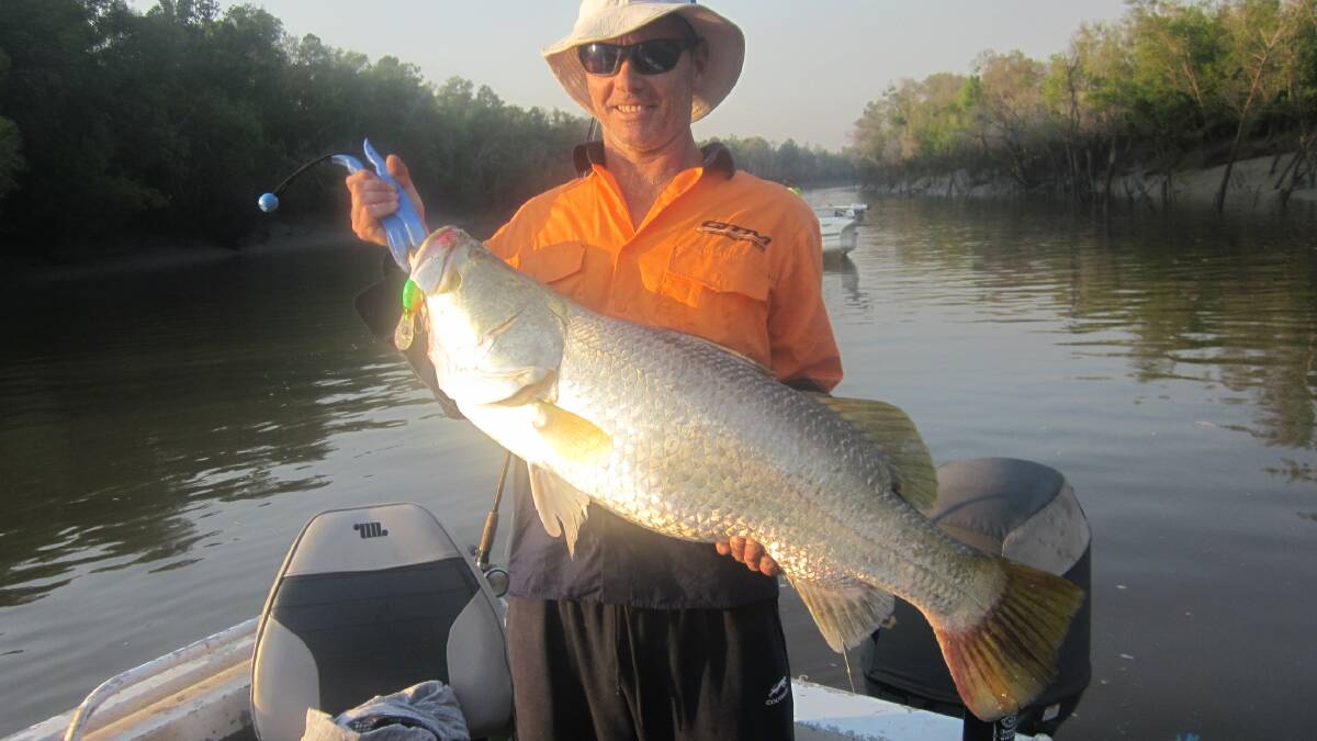 Northern beauty: Peter Miller travelled to the NT to troll up his 1080mm barramundi. Email your high res fishing photos to gazwade@bigpond.com. 