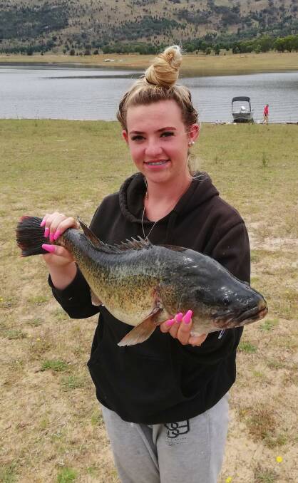 NO ESCAPE: Jordan Norval was extremely happy with her impressive Murray cod capture.