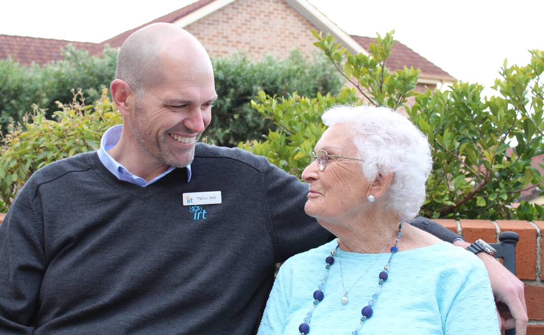 Hoping for change: IRT CEO Patrick Reid with IRT Peakhurst Aged Care Centre resident Betty Langham. Picture: supplied