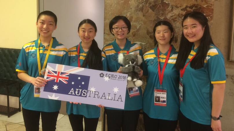 Australia’s history making team at the 2018 European Girls’ Mathematical Olympiad. 