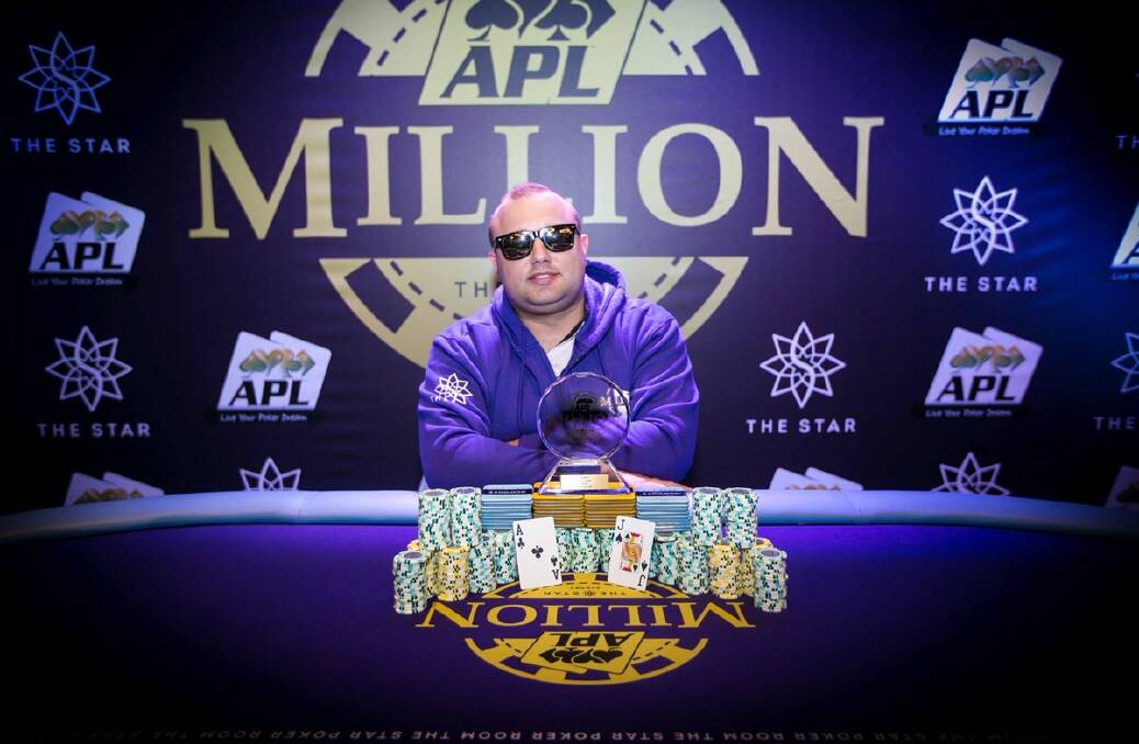 Wollongong poker player Branko Usljebrka claims the APL Millions tournament and $265,000  first prize. Picture: Tim Manners. 