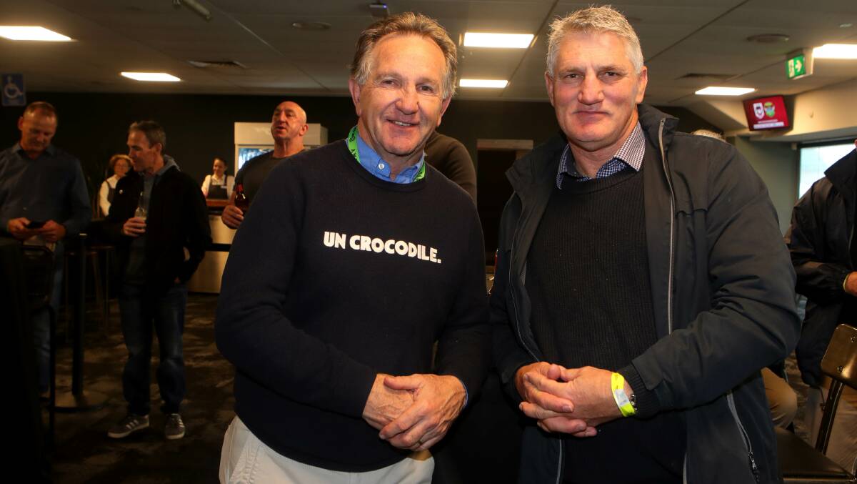 John Dorahy (left) and Terry Westblade at the Illawarra Steelers 40-year reunion last year. He's been pushed off the Wests Tigers board amid the NRL club turmoil. Picture by Sylvia Liber