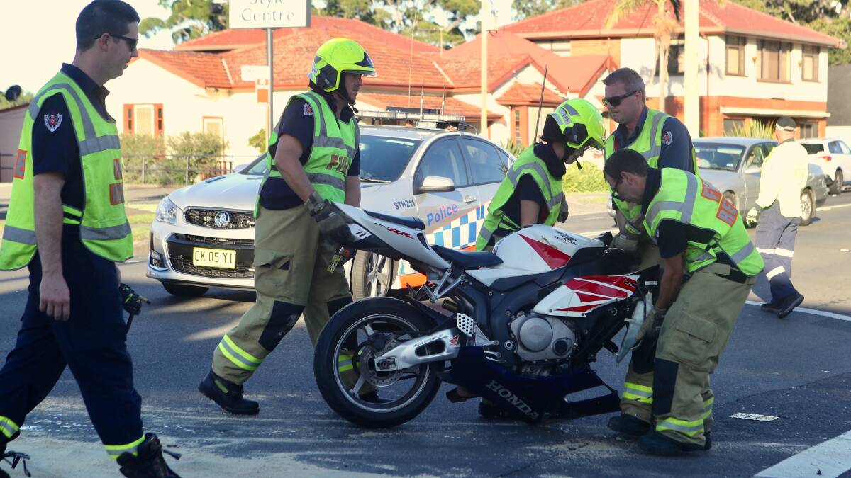 Emergency crews at the scene of the Wollongong crash. Photo: Adam McLean

