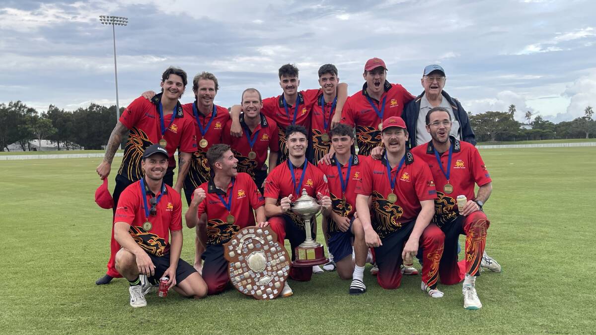 Keira Lions celebrate after downing University in the Cricket Illawarra grand final on Saturday, March 23. Picture by Agron Latifi